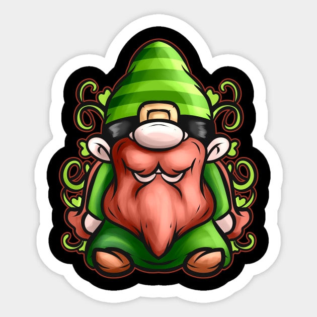 Green Gnome With Ornaments For St Patricks Day Sticker by SinBle